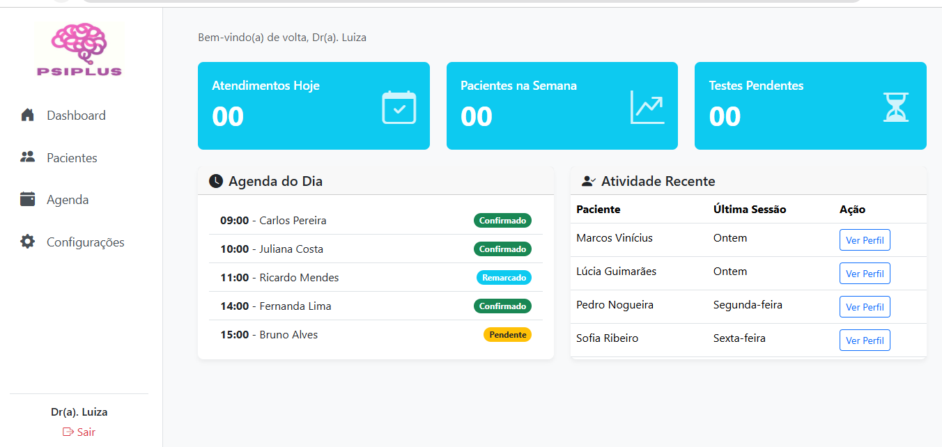 Dashboard do PsiPlus